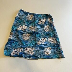 ROXY Blue Floral A-line Skirt XL